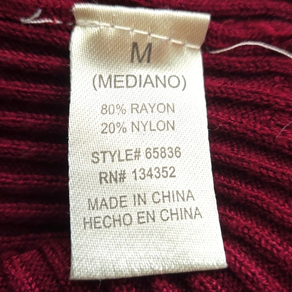 Ambience Burgundy Ribbed Crop Top Women’s M Long Sleeve Side Grommets & Ties - Picture 11 of 12